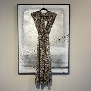 Bishop & Young Aeries Wrap Flowy Dress Size XS Leopard Print NWT